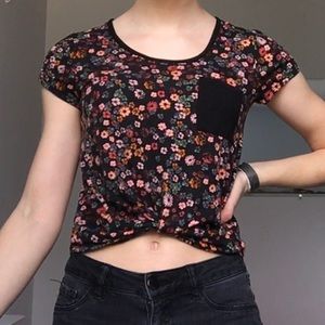 Black floral crop top